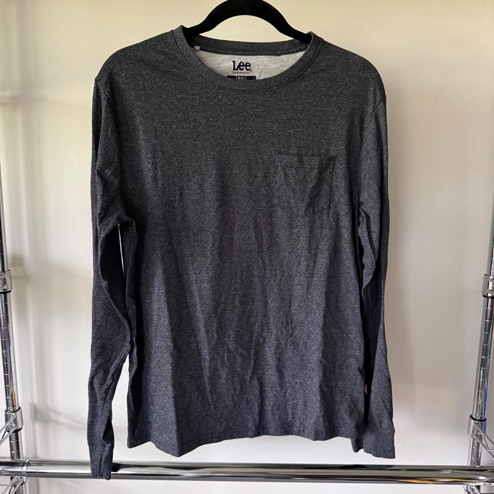 Lee Premium Select Mens Long Sleeve Pocket T-Shirt Charcoal Gray Heather Small